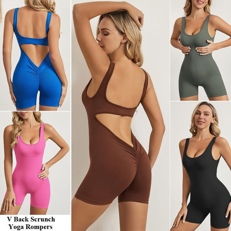 Women'S Backless Workout Jumpsuit with Tummy Control and Removable Padded