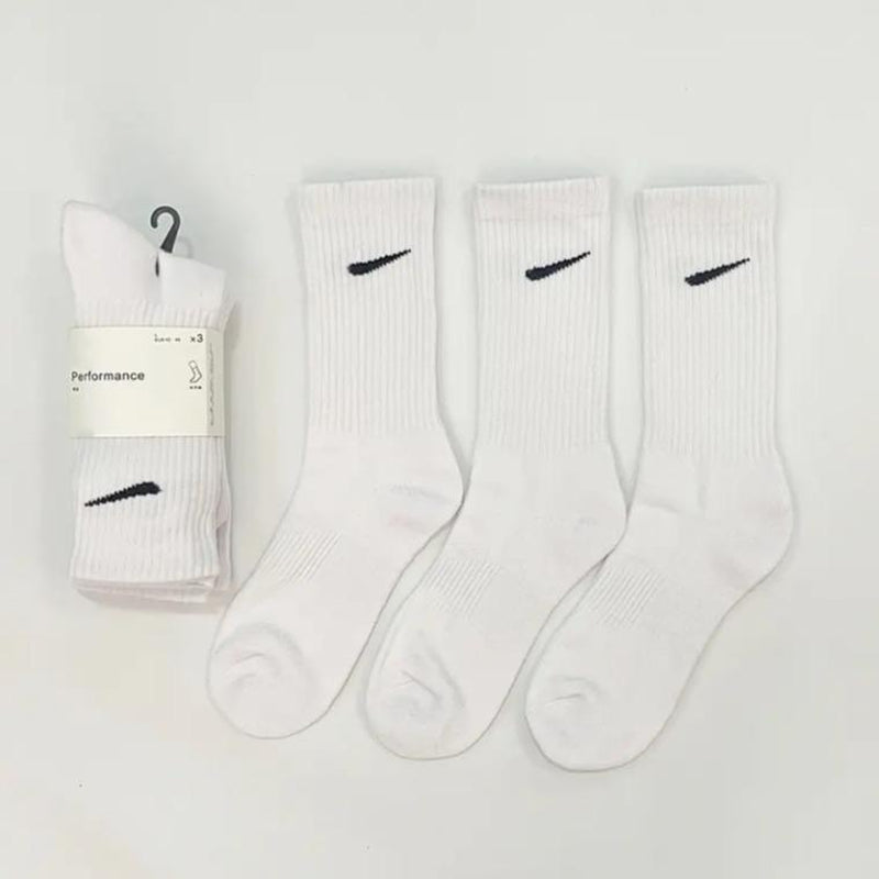 3 Pairs of Long Socks per Card for Basketball and Running - Black and White, Thick Towel Bottom, Unisex, Suitable for Men and Women