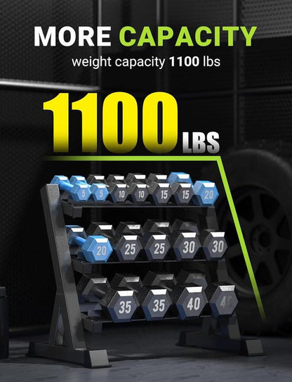 YOLEO 1100LBS Dumbbell Rack- Adjustable 3 Tier Weight Rack for Home Gym, Heavy Duty Weight Storage Organizer Dumbbell Storage Stand Holder(Rack Only)