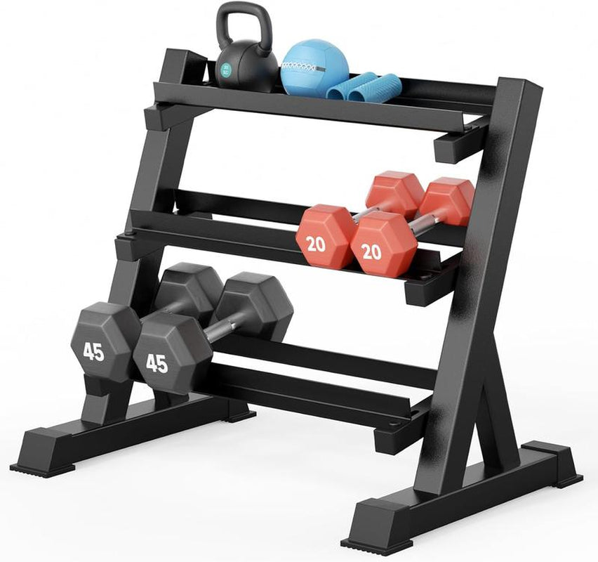 YOLEO 1100LBS Dumbbell Rack- Adjustable 3 Tier Weight Rack for Home Gym, Heavy Duty Weight Storage Organizer Dumbbell Storage Stand Holder(Rack Only)