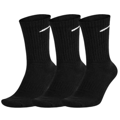 3 Pairs of Long Socks per Card for Basketball and Running - Black and White, Thick Towel Bottom, Unisex, Suitable for Men and Women