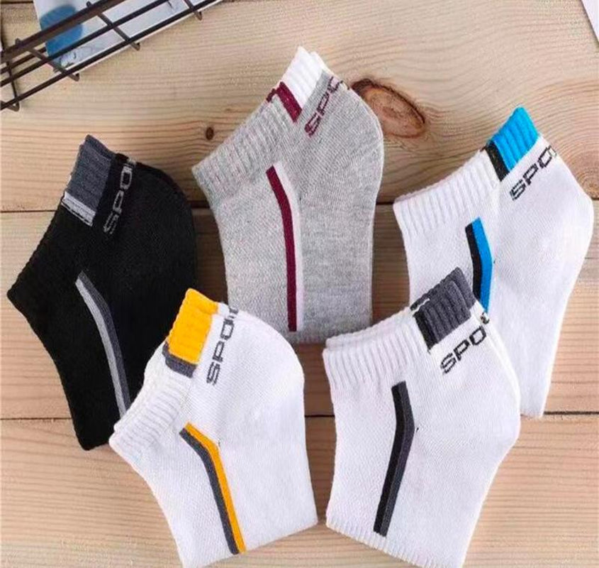 10 Pairs Striped & Letter Graphic Breathable Casual Ankle Socks for Gym, Summer and Spring Fabric Menswear Stylish Man Grip Socks Compression Socks