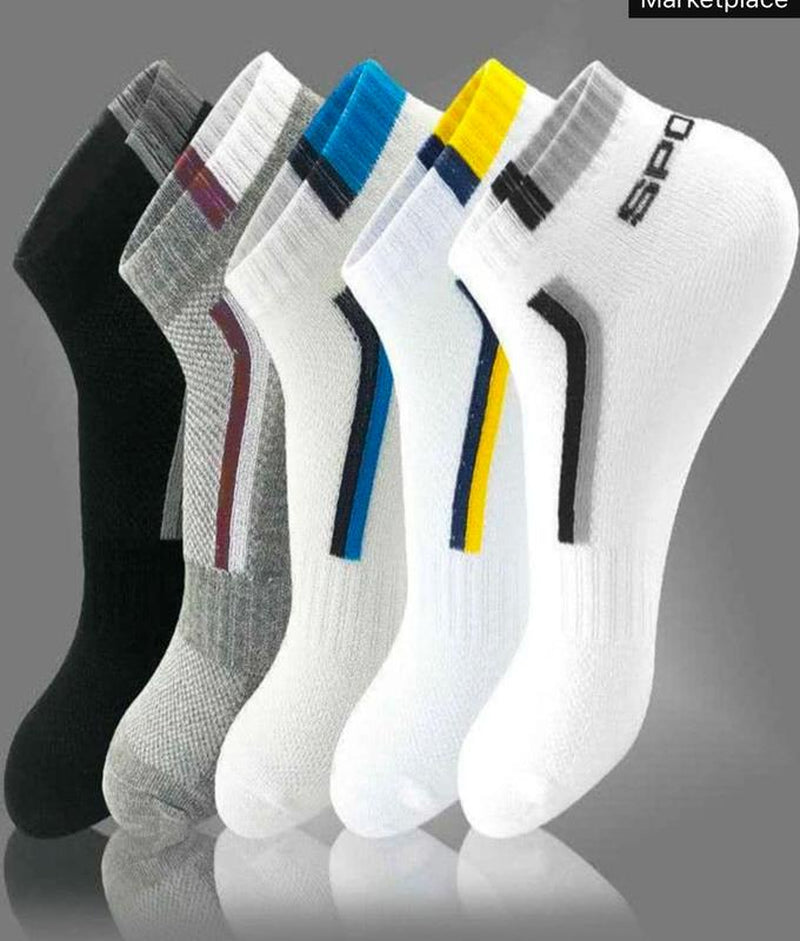 10 Pairs Striped & Letter Graphic Breathable Casual Ankle Socks for Gym, Summer and Spring Fabric Menswear Stylish Man Grip Socks Compression Socks